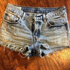 Levi’s 501 high waist jean denim cut off shorts S